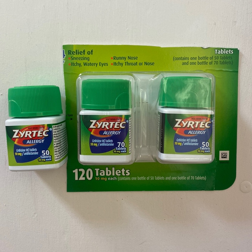 3 Bottles of unopened Zyrtec - Allergy Medicine - 170 pills